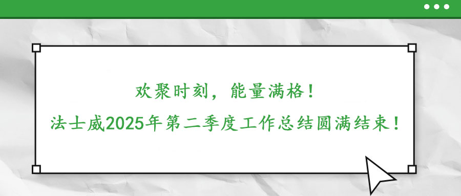 欢聚时刻，能量满格！——法士威2025年第二季度工作总结圆满结束！
